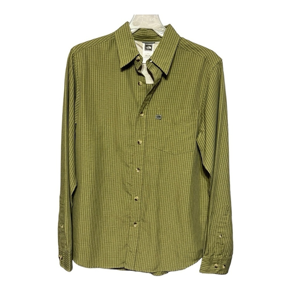 The North Face Plaid Long Sleeve Button Front Shirt Green Men’s Small